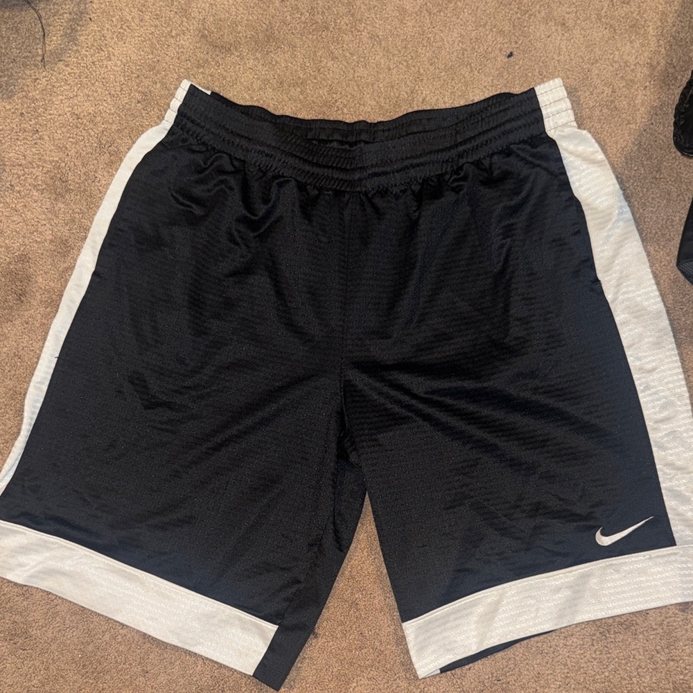 Nike Black Athletic Shorts with White Side Panels